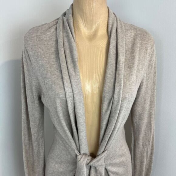 Mexx Women's Size Large Beige Tie Belted Open Front Cardigan Sweater Knit Boho - Picture 3 of 12